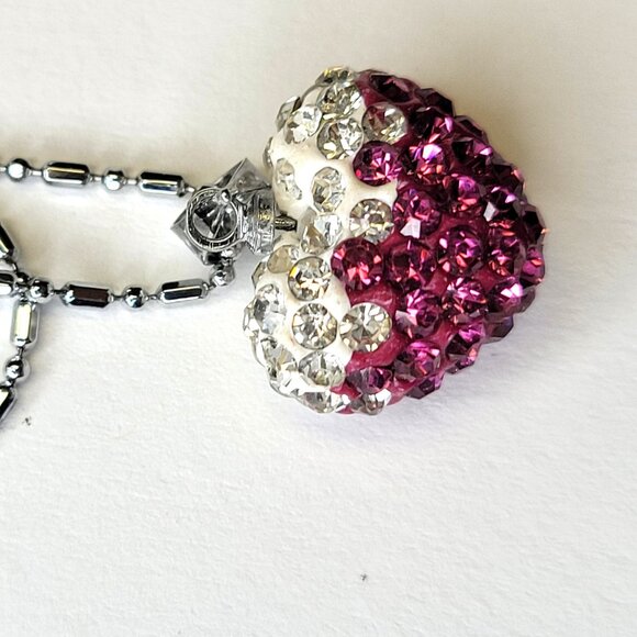 Purple Heart Shape Pendant with Swaroski elements On18K Silver Necklace - Picture 8 of 9